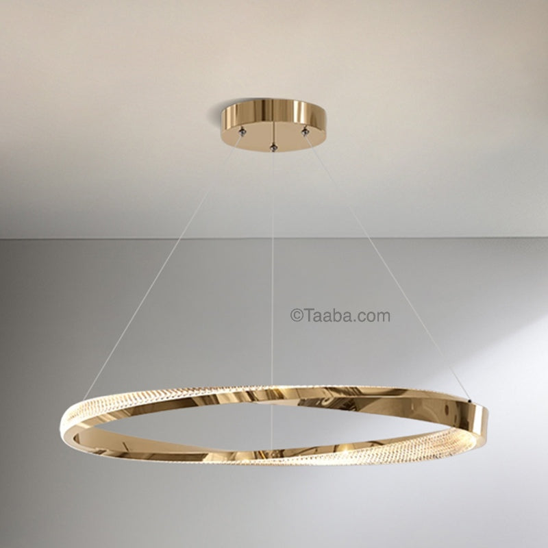Cyber Light Luxury Chrome-Plated Art Single-Ring Pendant Light D0061