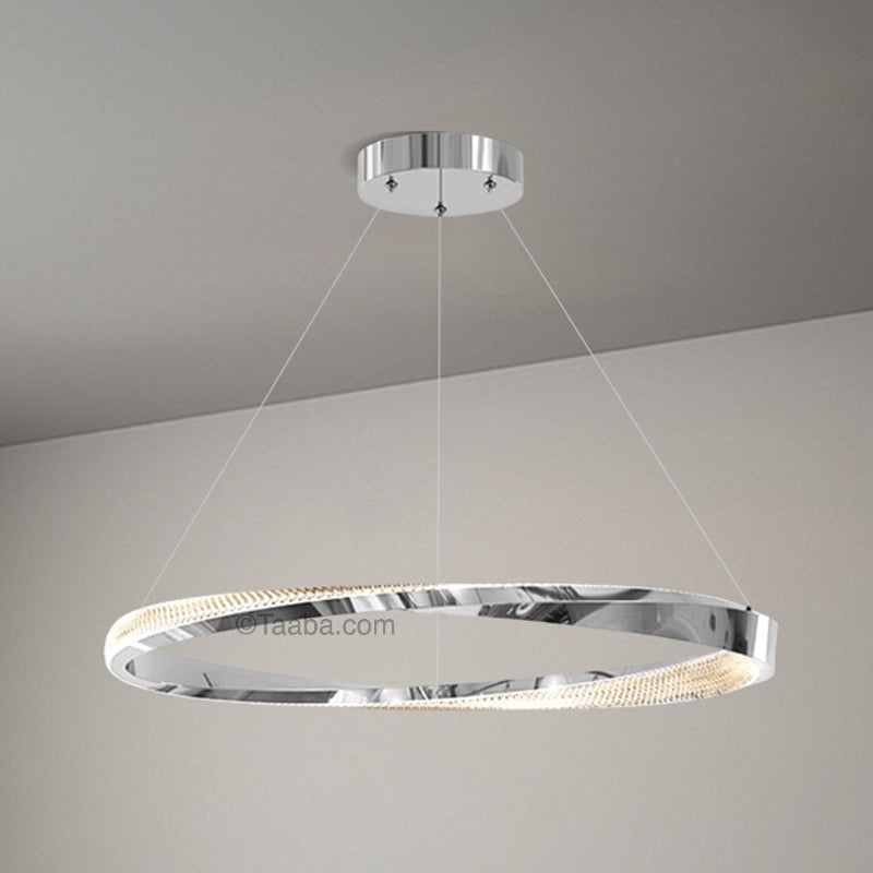 Cyber Light Luxury Chrome-Plated Art Single-Ring Pendant Light D0061