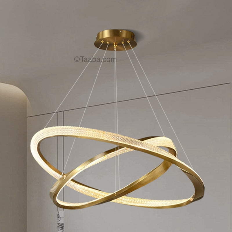 Cyber Light Luxury Chrome Plated Artistic Double Ring Pendant Light D0062