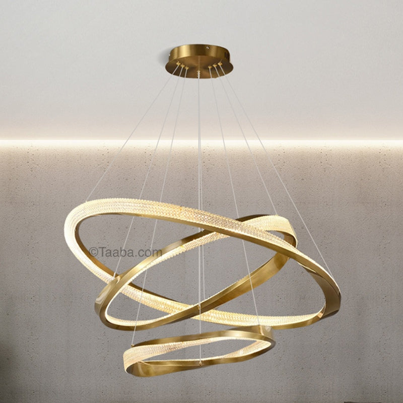 Cyber Light Luxury Chrome-plated Artistic Three Ring Chandelier D0063