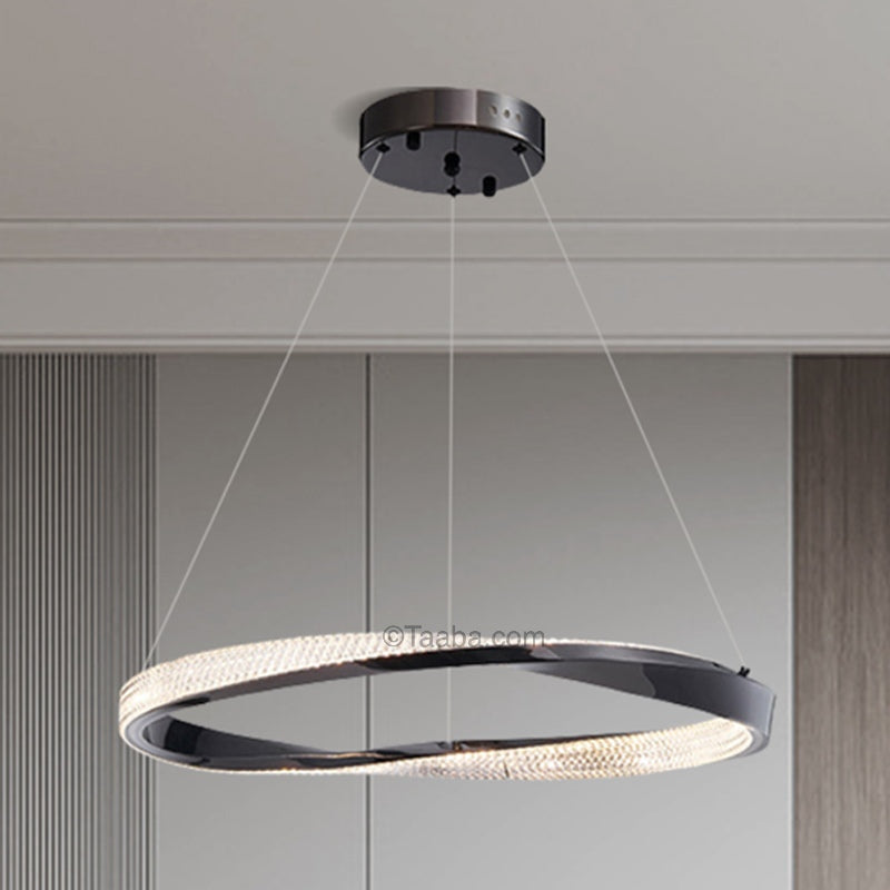 Cyber Light Luxury Chrome-Plated Art Single-Ring Pendant Light D0061