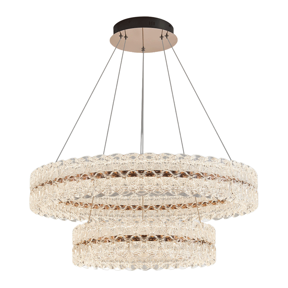 Axis Double Ring Aluminum Textured Pendant Light D0032