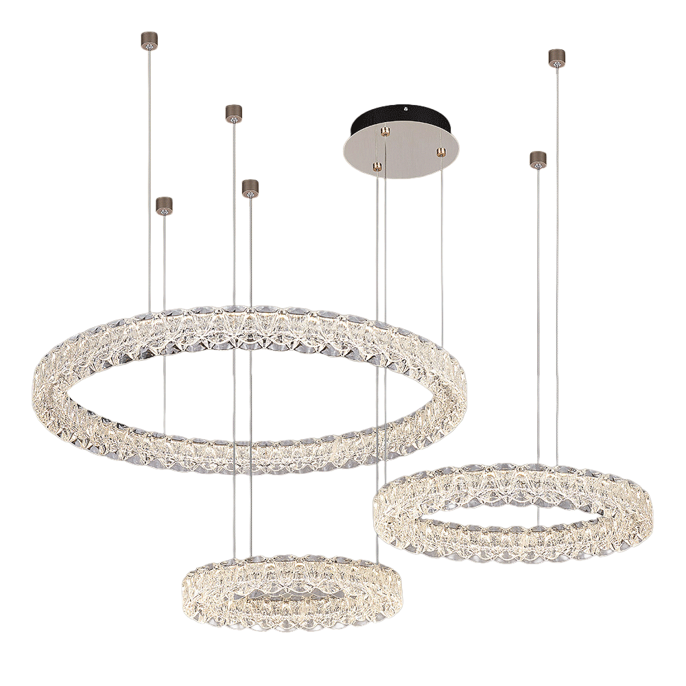 Pixel Three Ring Stainless Steel Textured Pendant Light D0023P