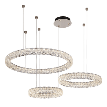 Pixel Three Ring Stainless Steel Textured Pendant Light D0023P