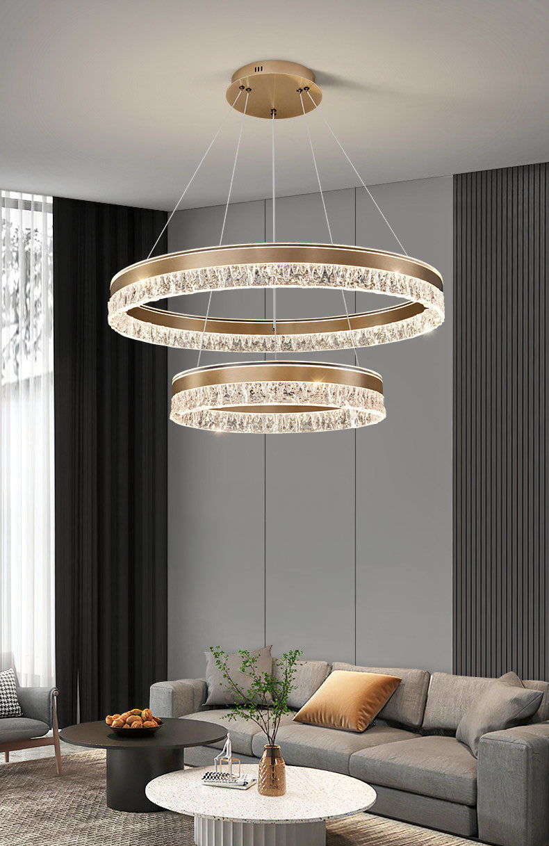Neo Double Ring Aluminum Frosted Chandelier D0042