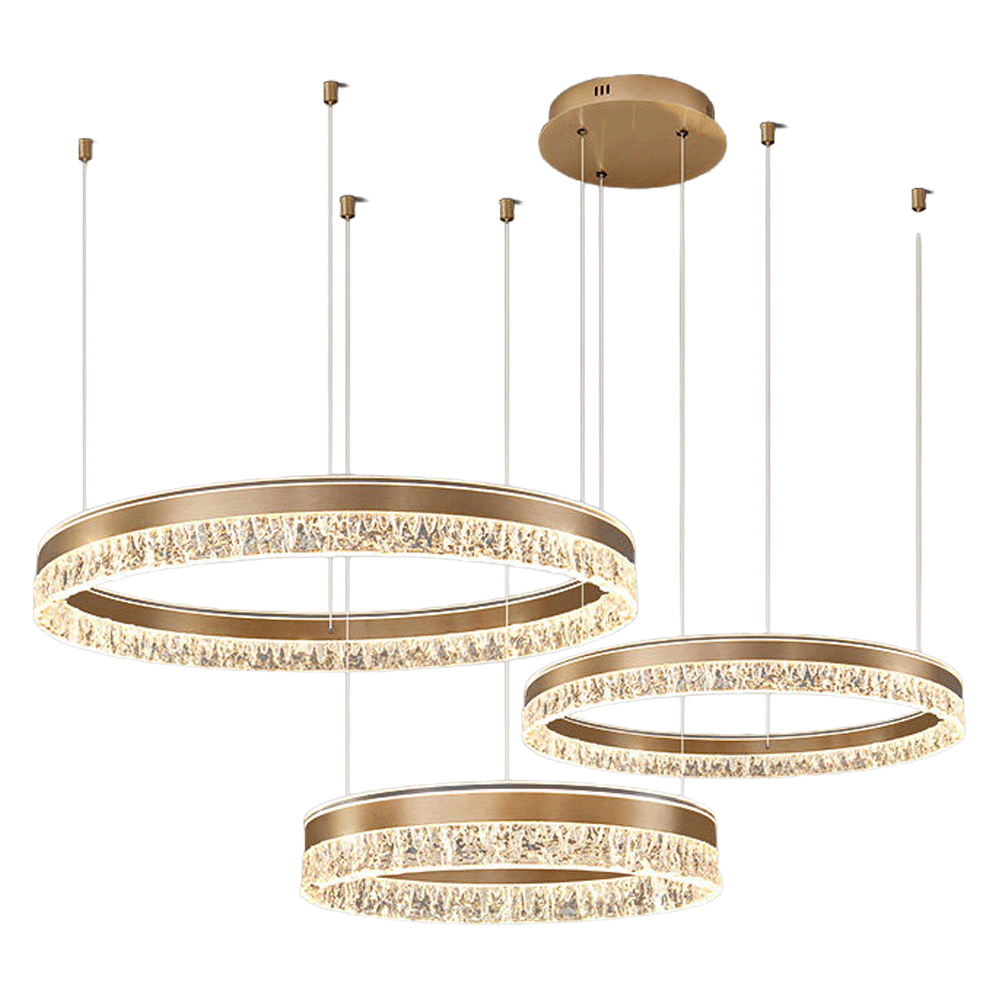 Neo Triple Ring Aluminum Ice Pattern Pendant Light D0043P