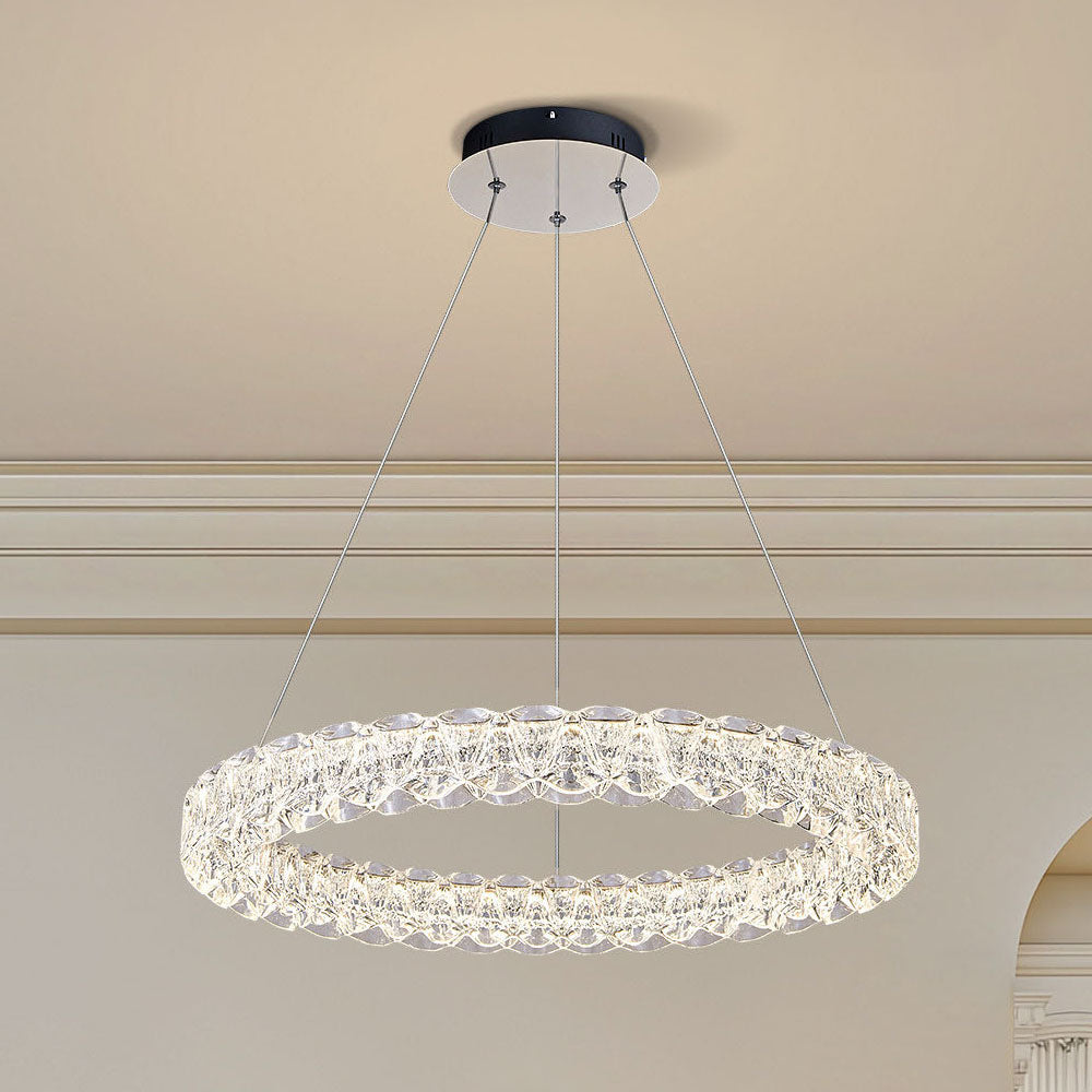 Pixel Single Ring Stainless Steel Textured Pendant Light D0021