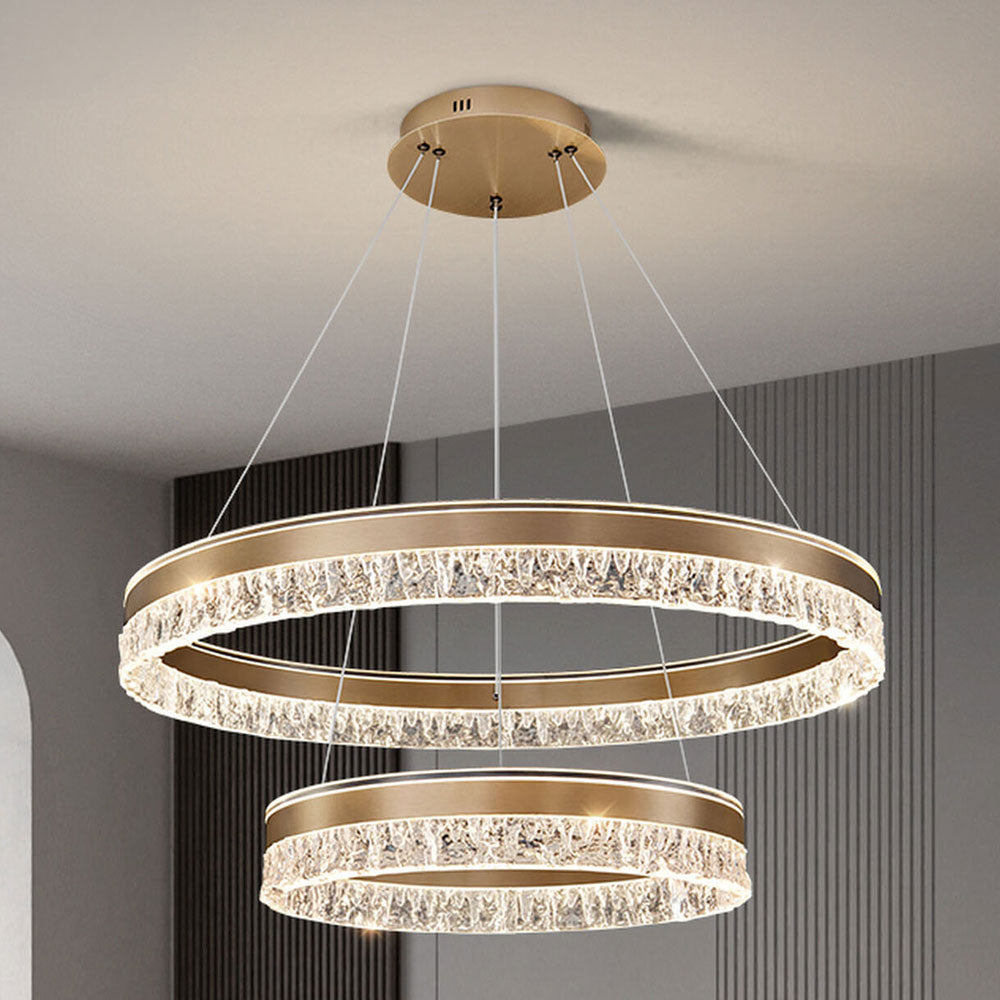 Neo Double Ring Aluminum Frosted Chandelier D0042