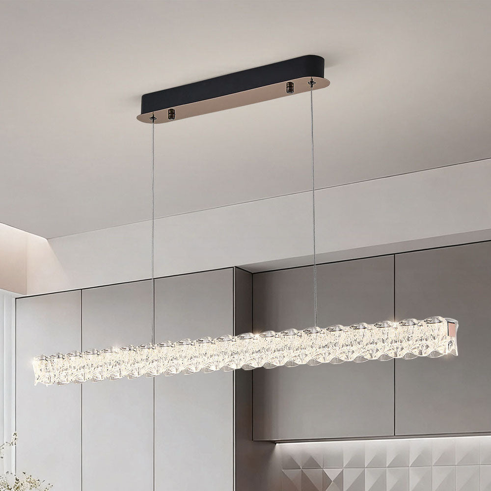 Pixel Long Strip Stainless Steel Textured Pendant Light D002C