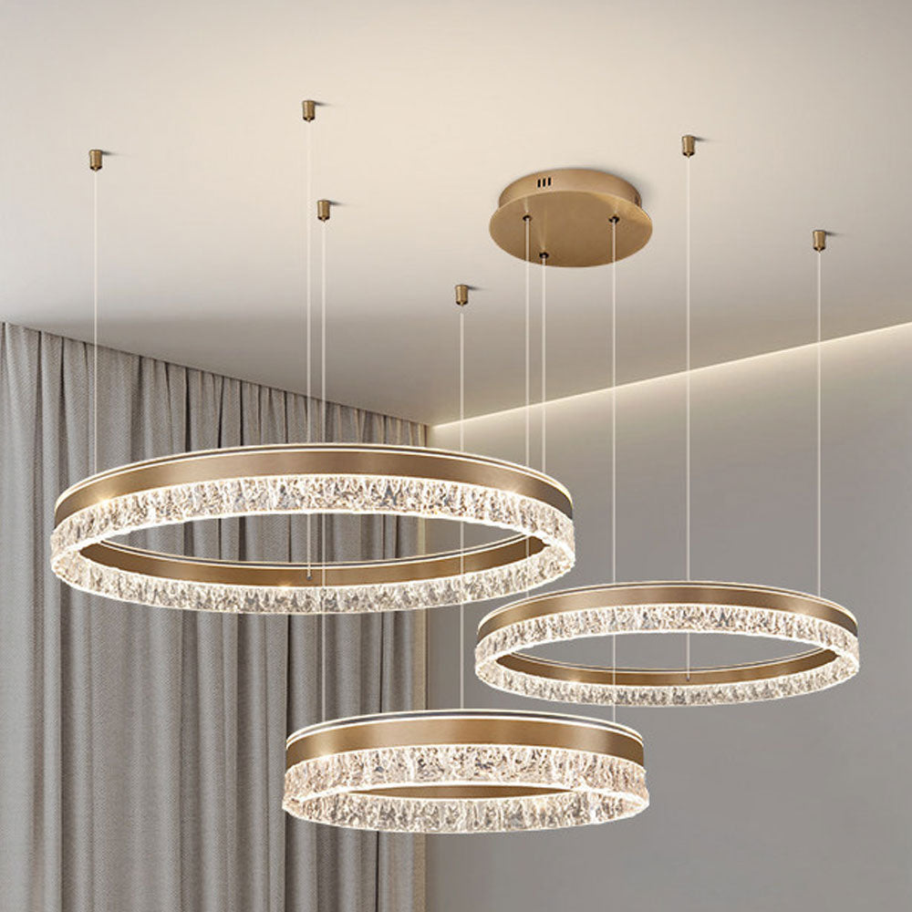 Neo Triple Ring Aluminum Ice Pattern Pendant Light D0043P