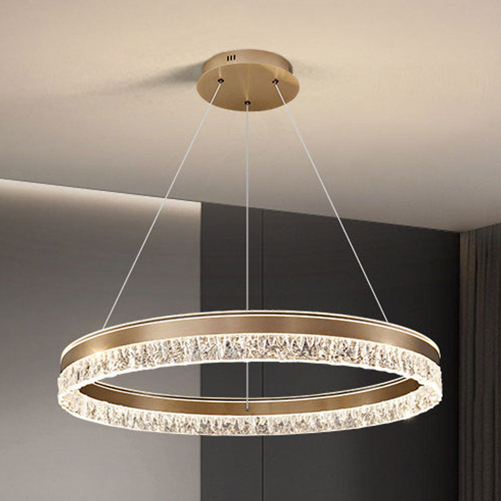 Neo Single Ring Aluminum Ice Pattern Pendant Light D0041