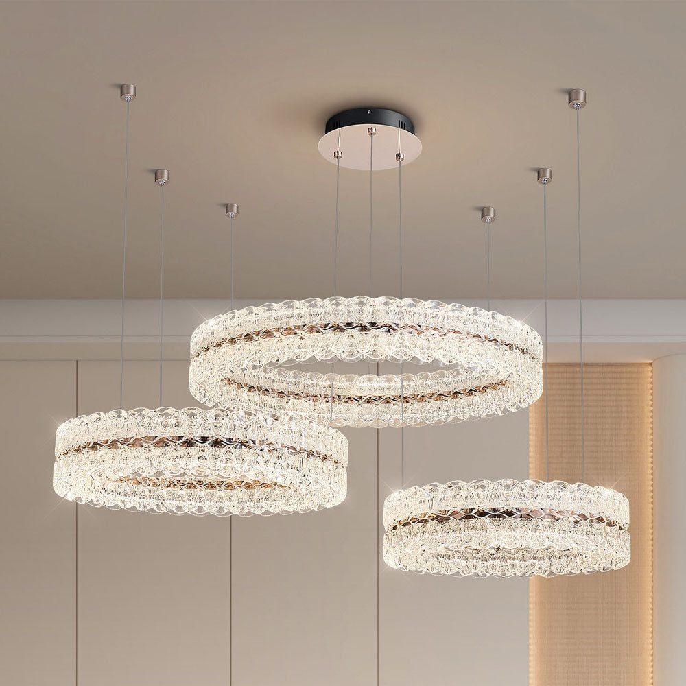Axis Three Ring Aluminum Textured Pendant Light D0033P