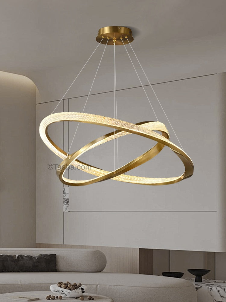 Cyber Light Luxury Chrome Plated Artistic Double Ring Pendant Light D0062