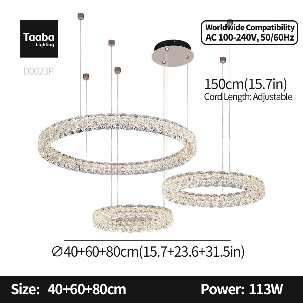 Pixel Three Ring Stainless Steel Textured Pendant Light D0023P