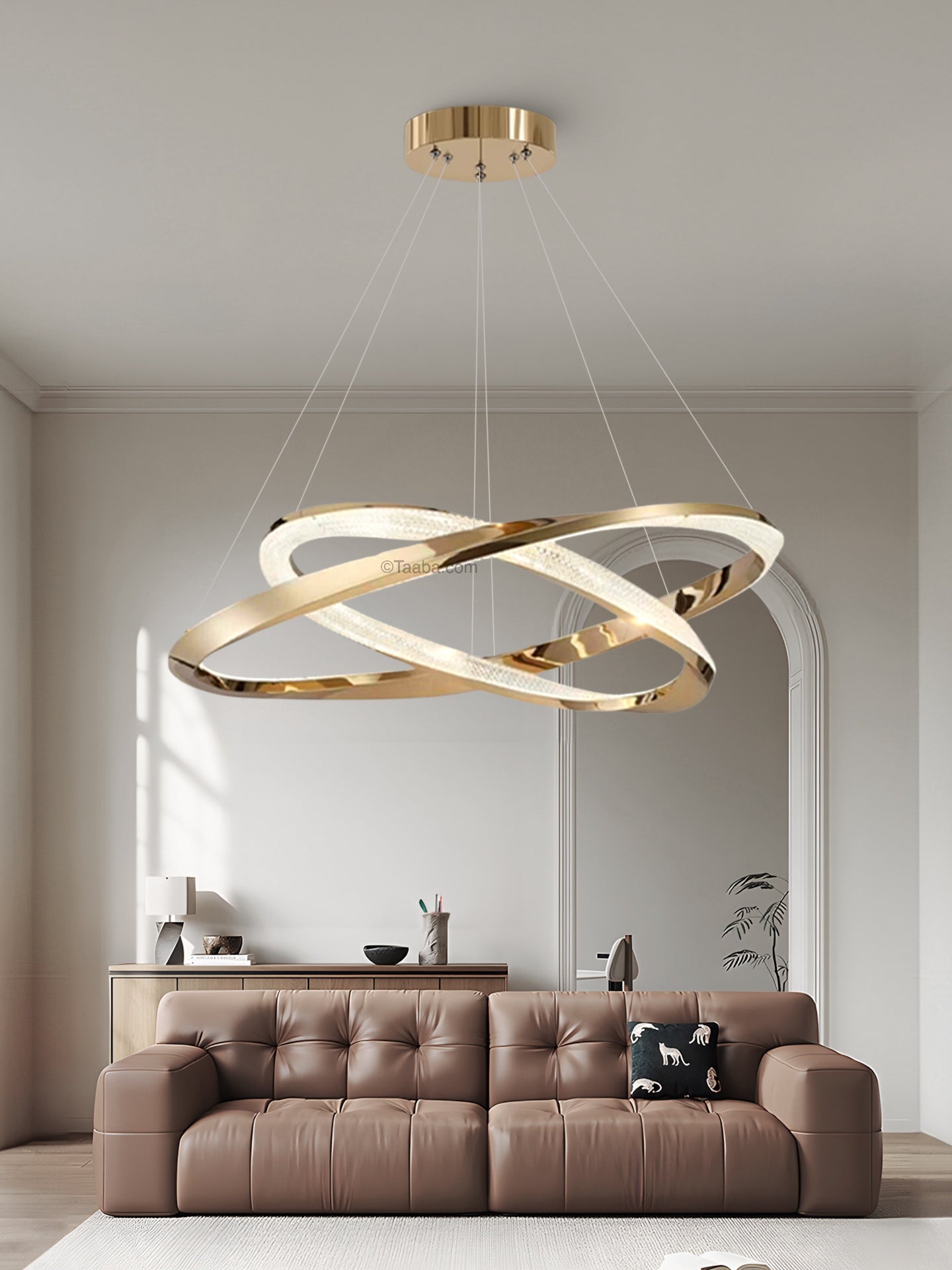 Cyber Light Luxury Chrome Plated Artistic Double Ring Pendant Light D0062