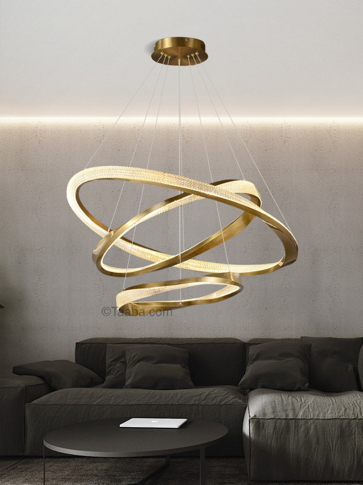 Cyber Light Luxury Chrome-plated Artistic Three Ring Chandelier D0063