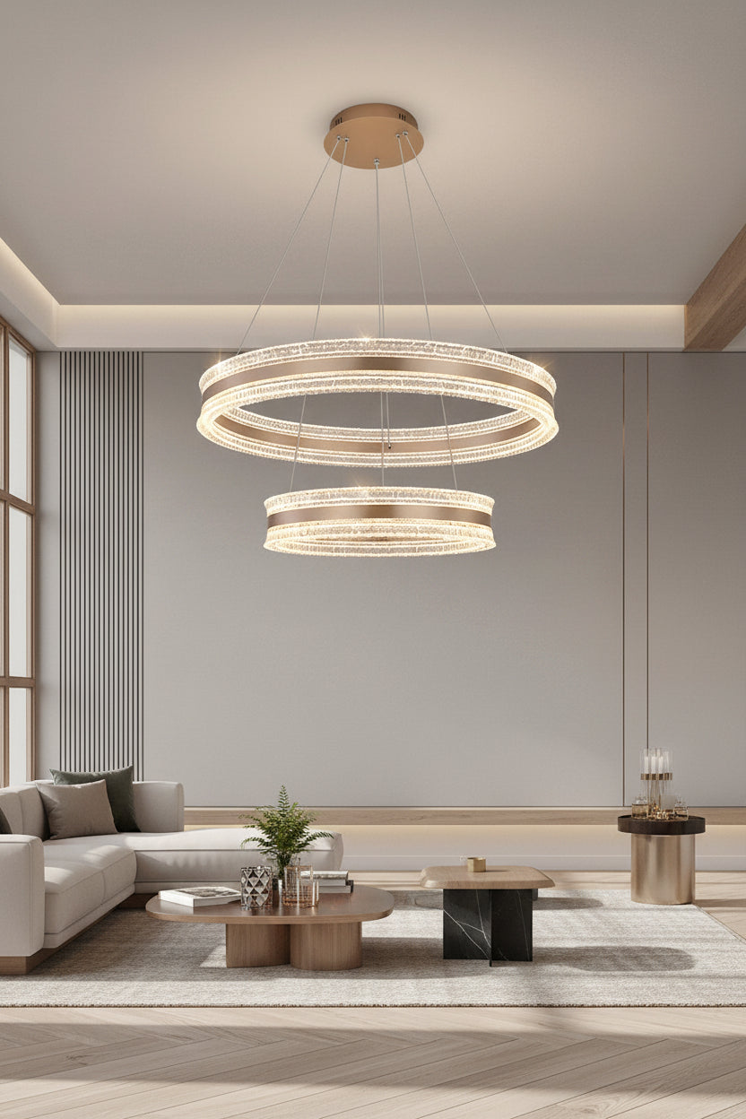 Flux Double Ring Aluminum Art Pendant Light D0012