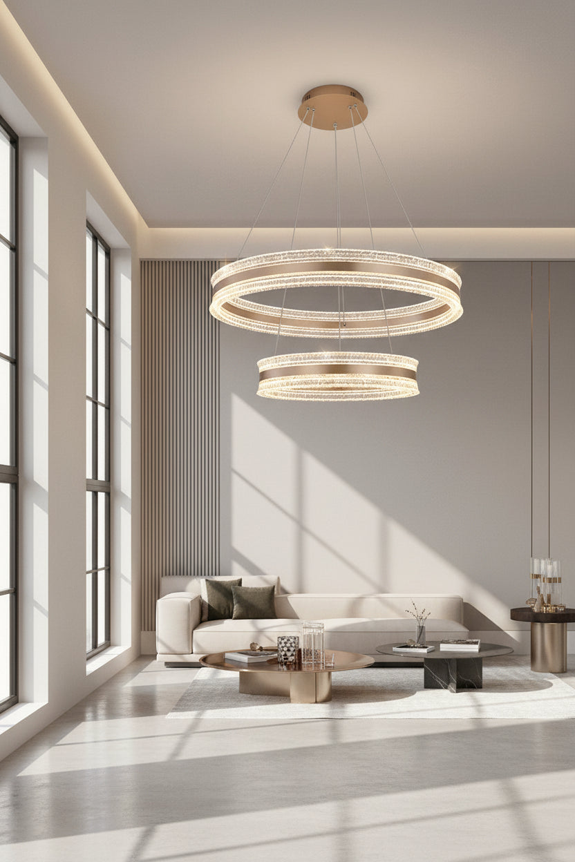 Flux Double Ring Aluminum Art Pendant Light D0012