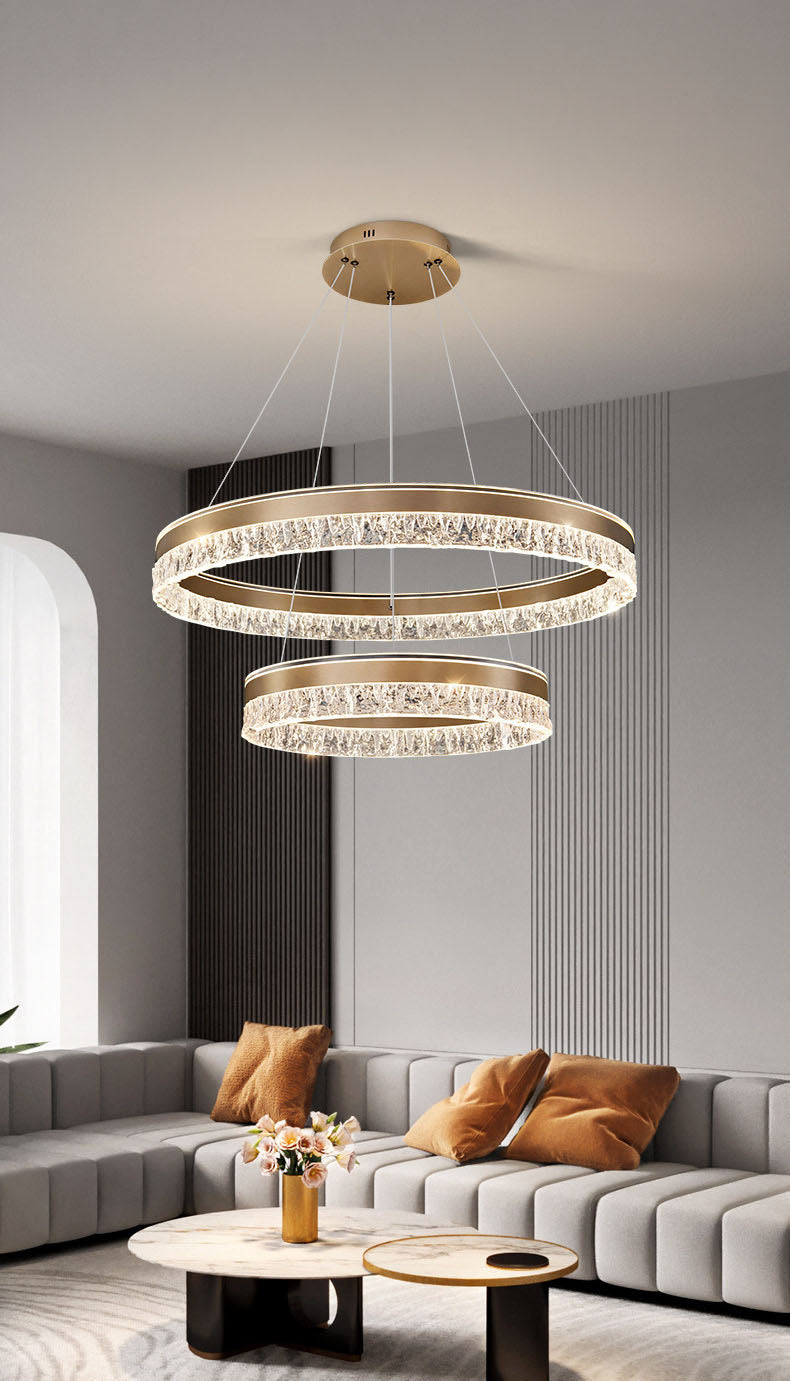 Neo Double Ring Aluminum Frosted Chandelier D0042