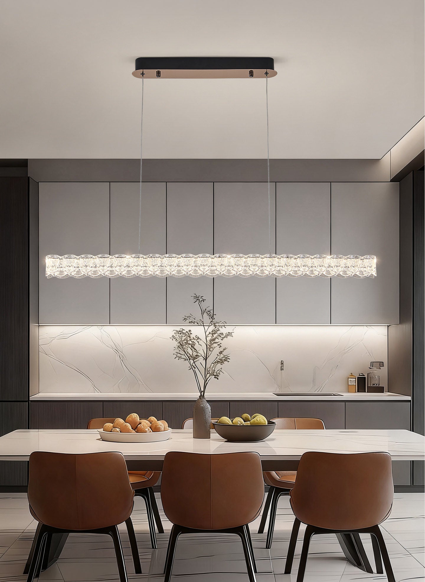 Pixel Long Strip Stainless Steel Textured Pendant Light D002C