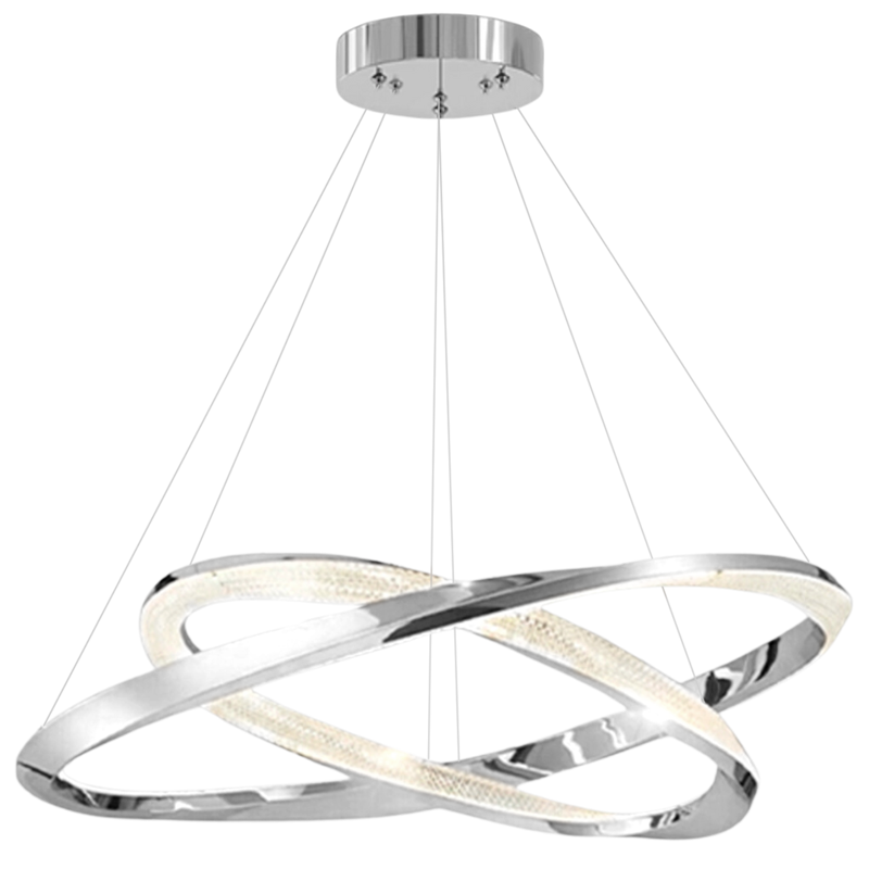 Cyber Light Luxury Chrome Plated Artistic Double Ring Pendant Light D0062