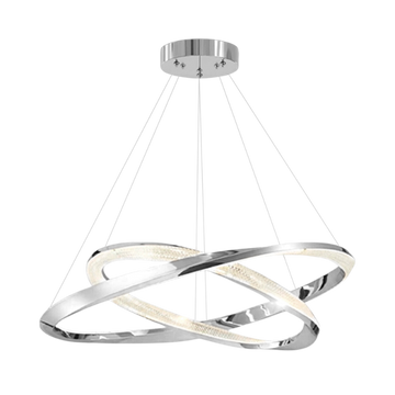 Cyber Light Luxury Chrome Plated Artistic Double Ring Pendant Light D0062