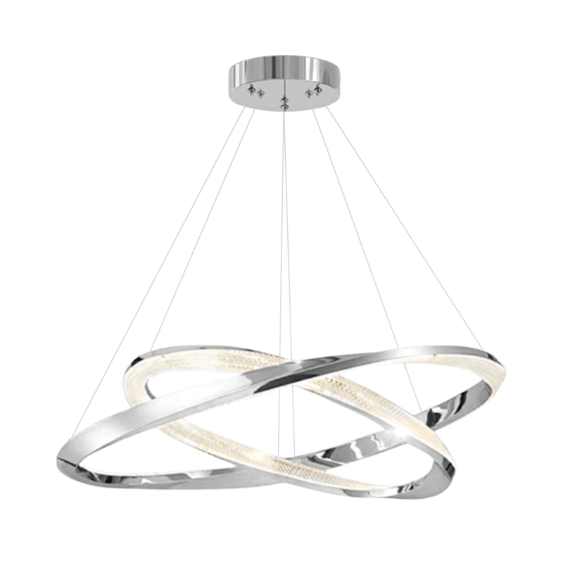 Cyber Light Luxury Chrome Plated Artistic Double Ring Pendant Light D0062