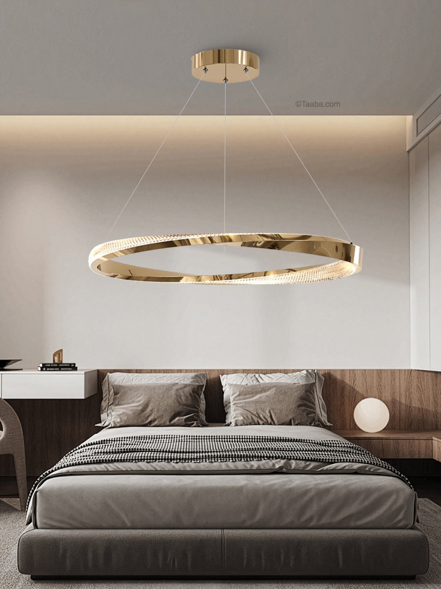 Cyber Light Luxury Chrome-Plated Art Single-Ring Pendant Light D0061
