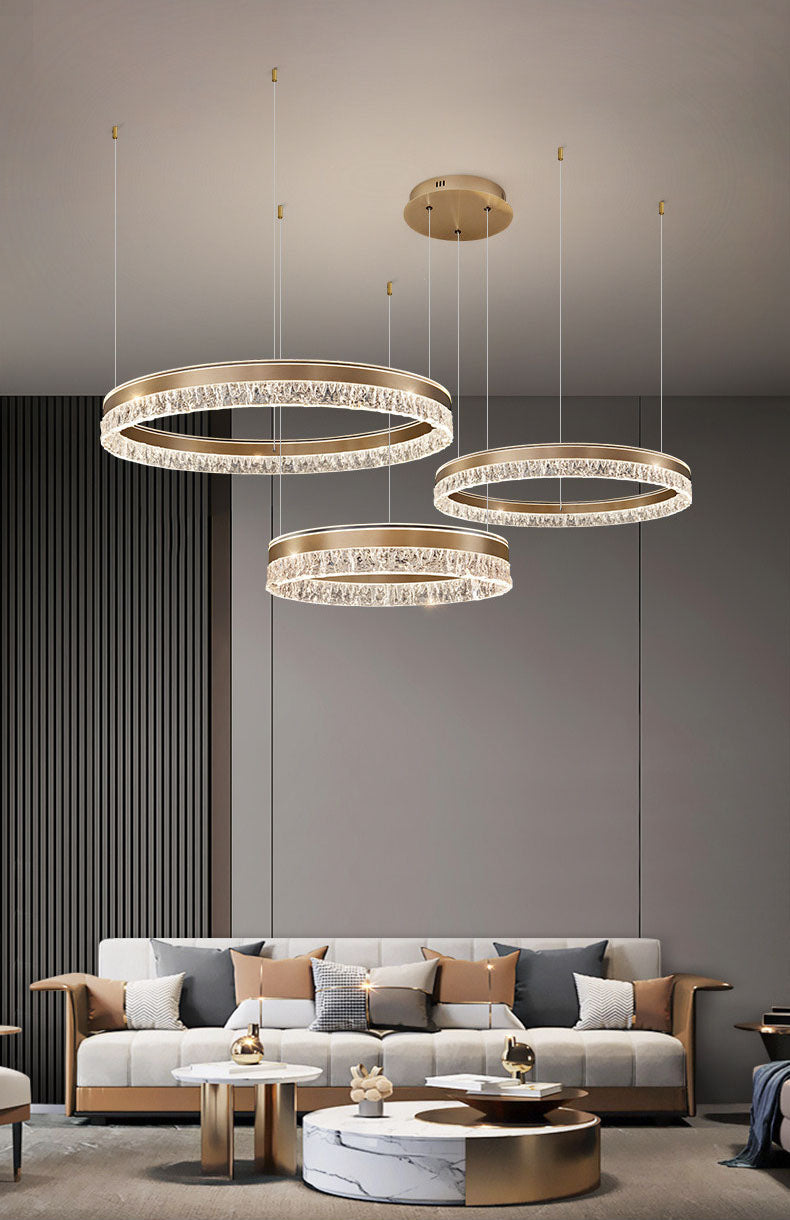 Neo Triple Ring Aluminum Ice Pattern Pendant Light D0043P