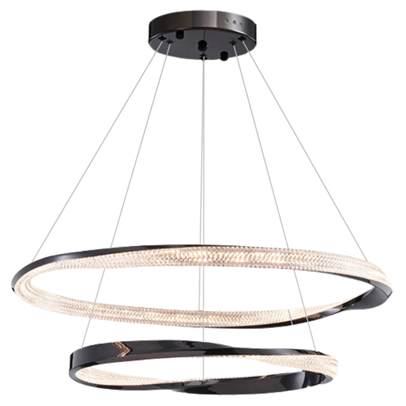 Cyber Light Luxury Chrome Plated Artistic Double Ring Pendant Light D0062