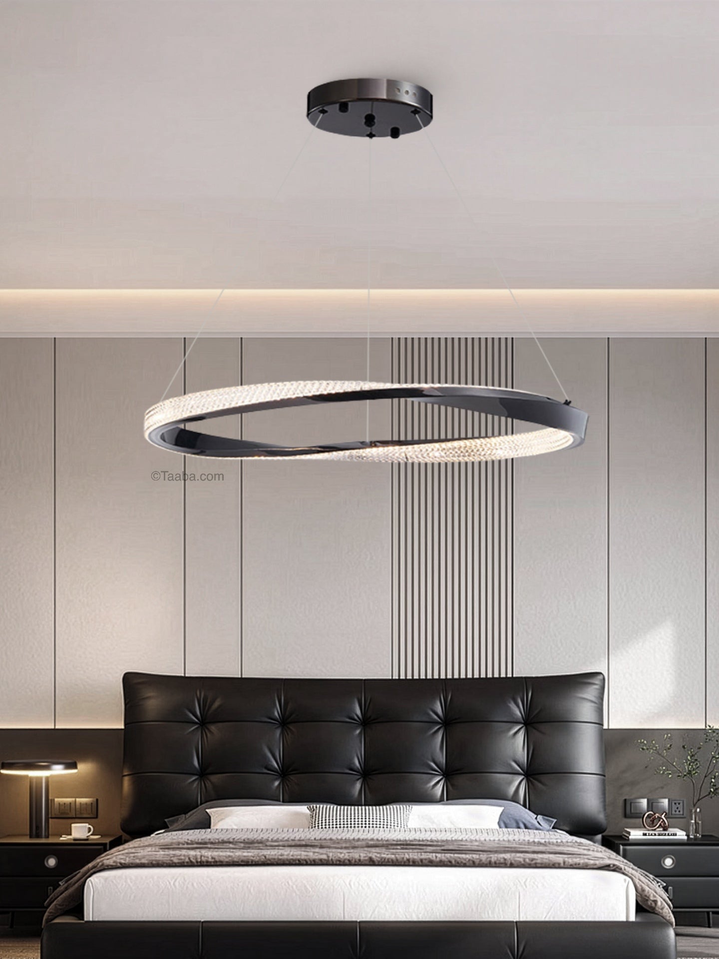 Cyber Light Luxury Chrome-Plated Art Single-Ring Pendant Light D0061