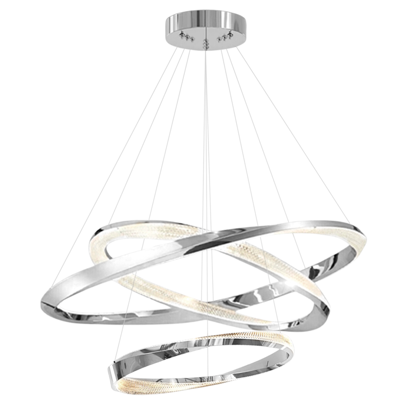 Cyber Light Luxury Chrome-plated Artistic Three Ring Chandelier D0063