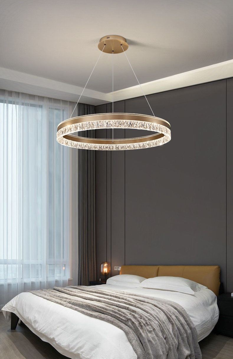 Neo Single Ring Aluminum Ice Pattern Pendant Light D0041