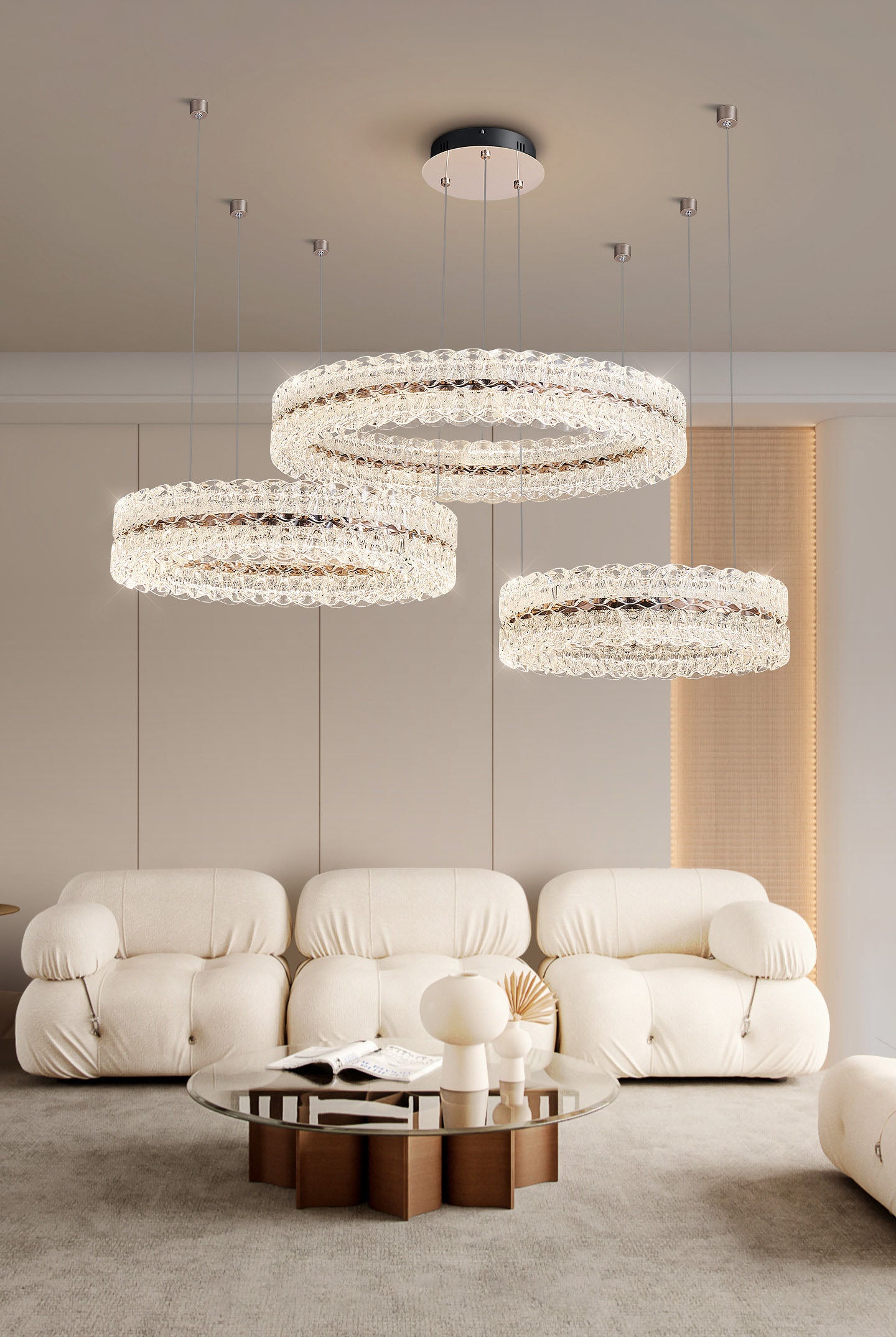 Axis Three Ring Aluminum Textured Pendant Light D0033P