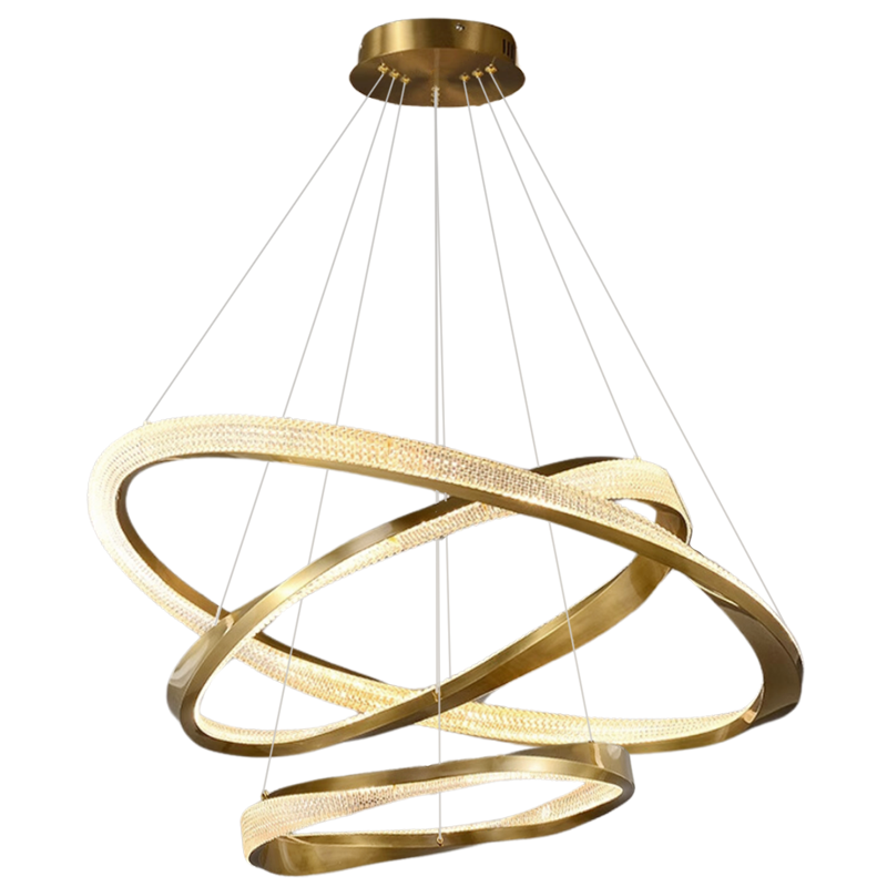 Cyber Light Luxury Chrome-plated Artistic Three Ring Chandelier D0063