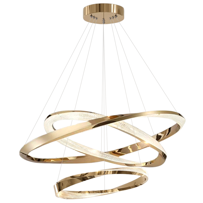 Cyber Light Luxury Chrome-plated Artistic Three Ring Chandelier D0063