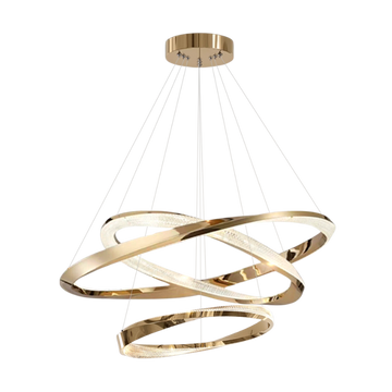 Cyber Light Luxury Chrome-plated Artistic Three Ring Chandelier D0063