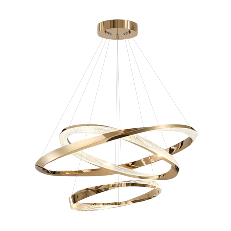 Cyber Light Luxury Chrome-plated Artistic Three Ring Chandelier D0063