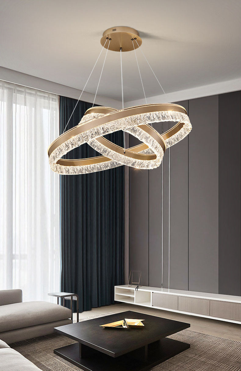 Neo Double Ring Aluminum Frosted Chandelier D0042