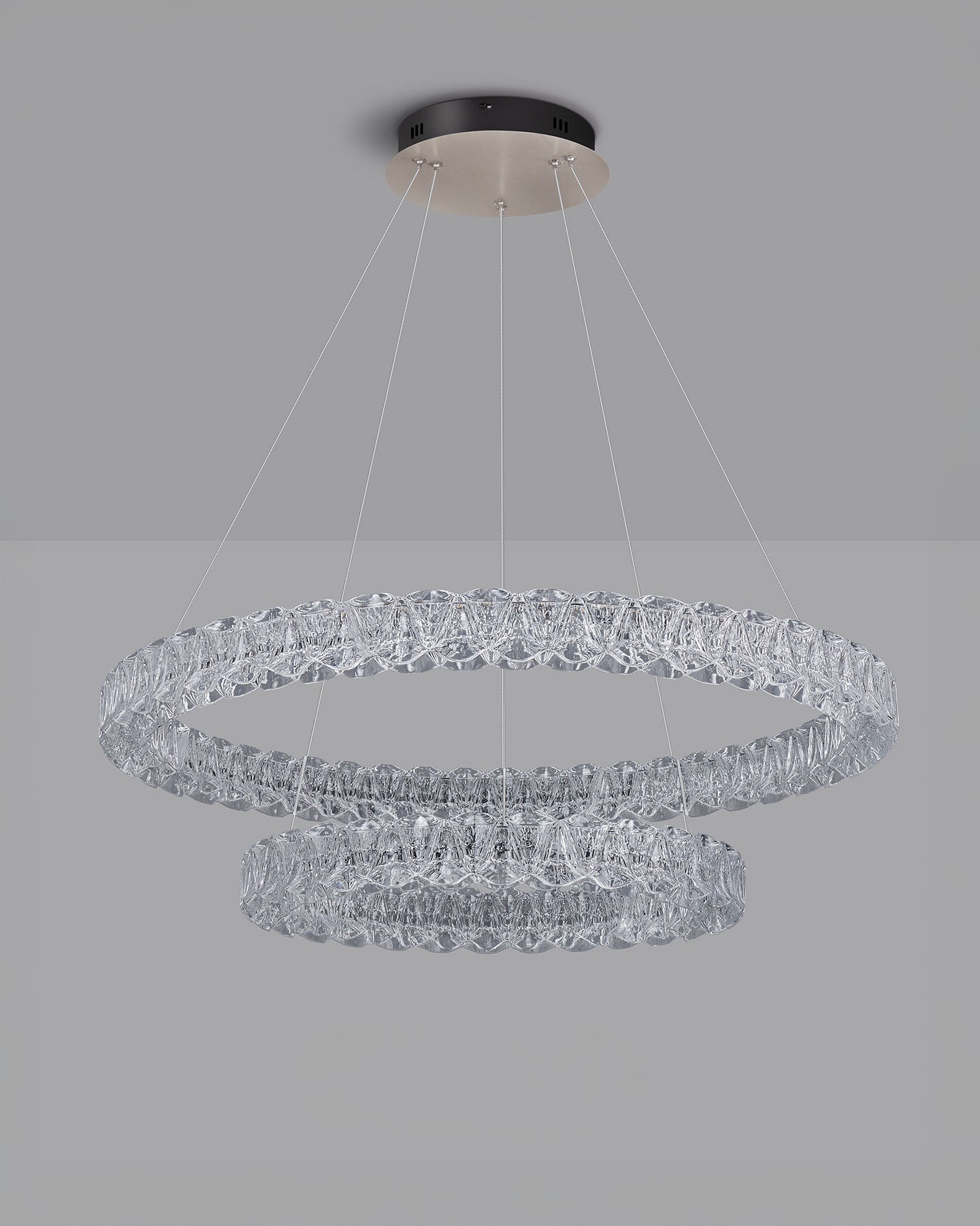 Pixel Double Ring Stainless Steel Textured Pendant Light D0022