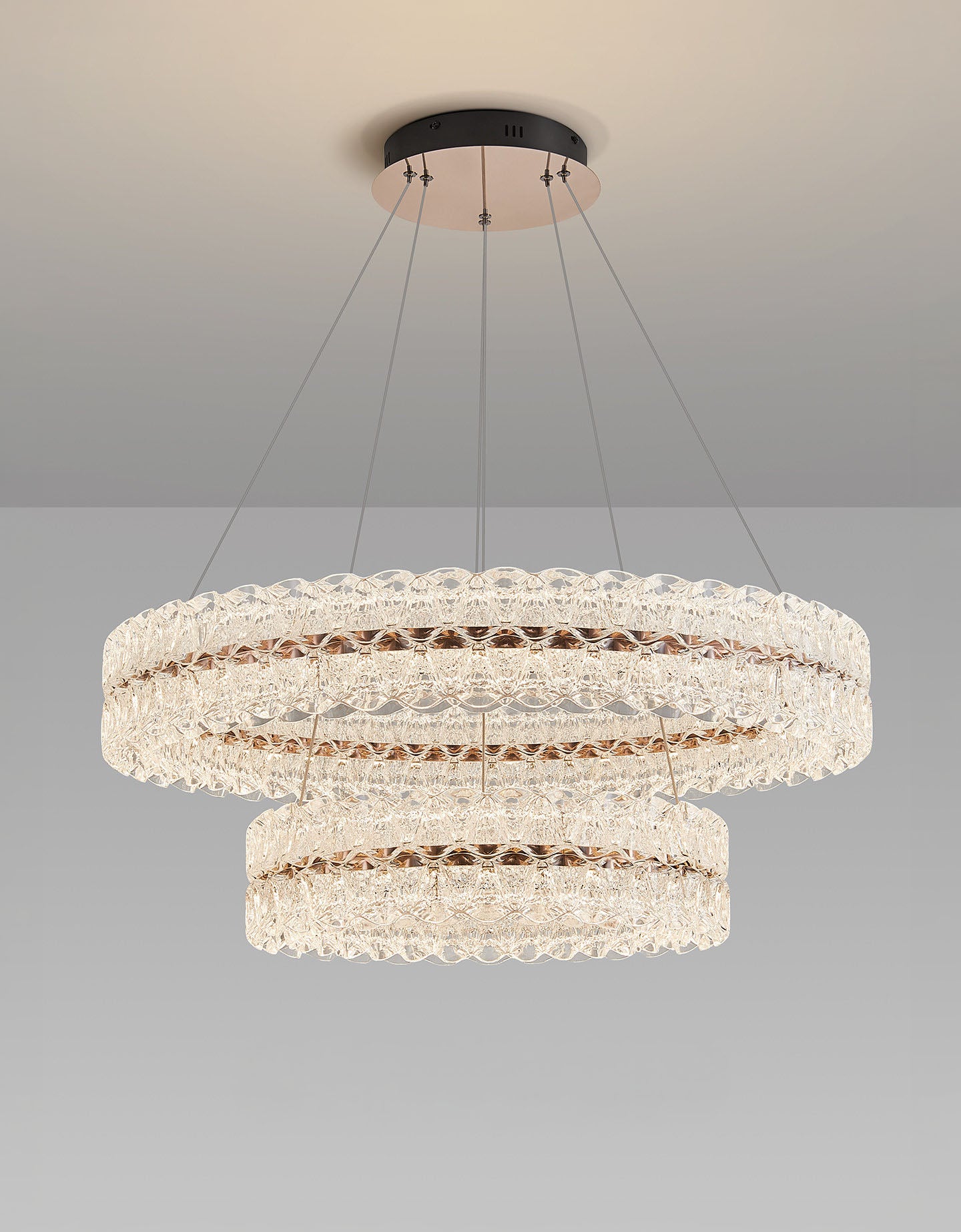 Axis Double Ring Aluminum Textured Pendant Light D0032