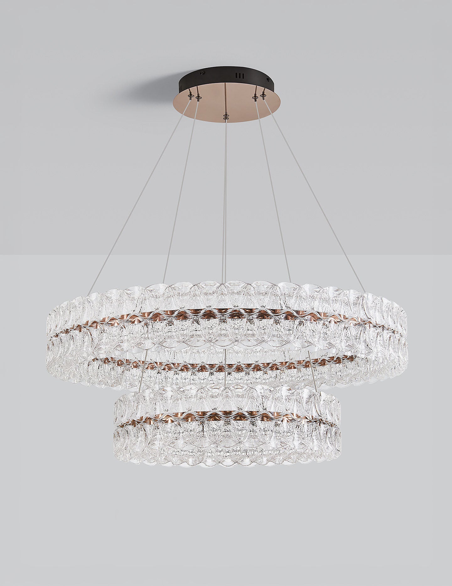Axis Double Ring Aluminum Textured Pendant Light D0032