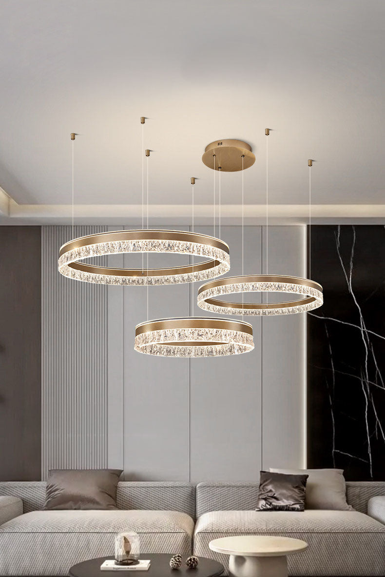 Neo Triple Ring Aluminum Ice Pattern Pendant Light D0043P