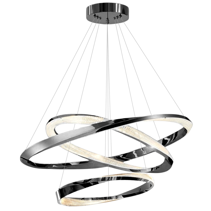 Cyber Light Luxury Chrome-plated Artistic Three Ring Chandelier D0063
