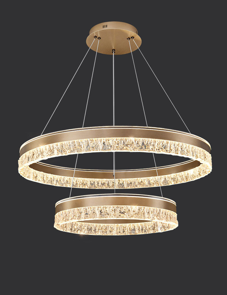 Neo Double Ring Aluminum Frosted Chandelier D0042