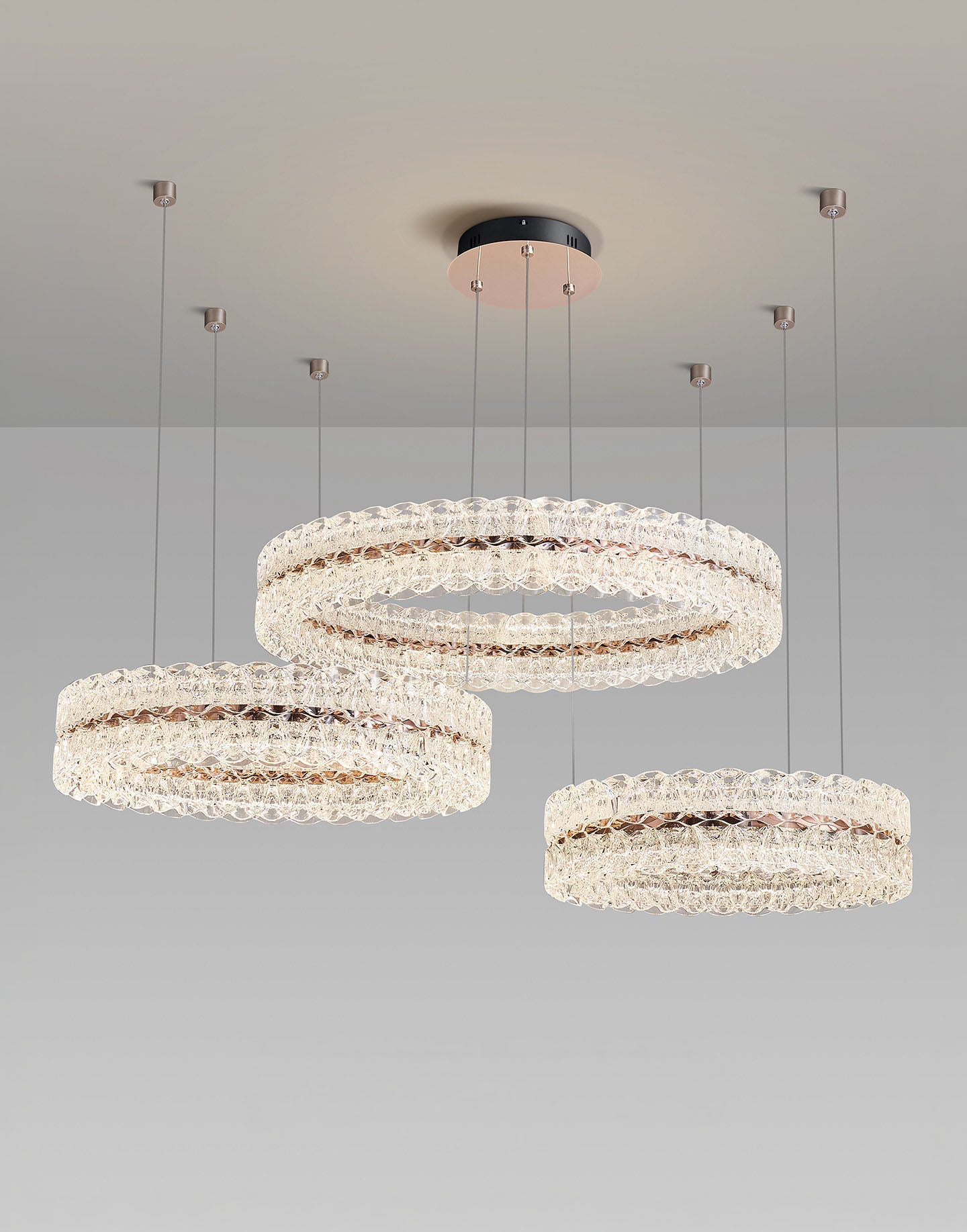 Axis Three Ring Aluminum Textured Pendant Light D0033P