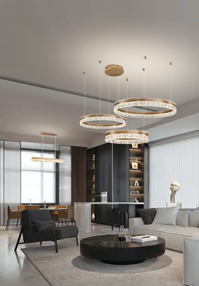 Neo Triple Ring Aluminum Ice Pattern Pendant Light D0043P