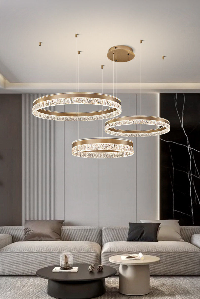 Neo Triple Ring Aluminum Ice Pattern Pendant Light D0043P