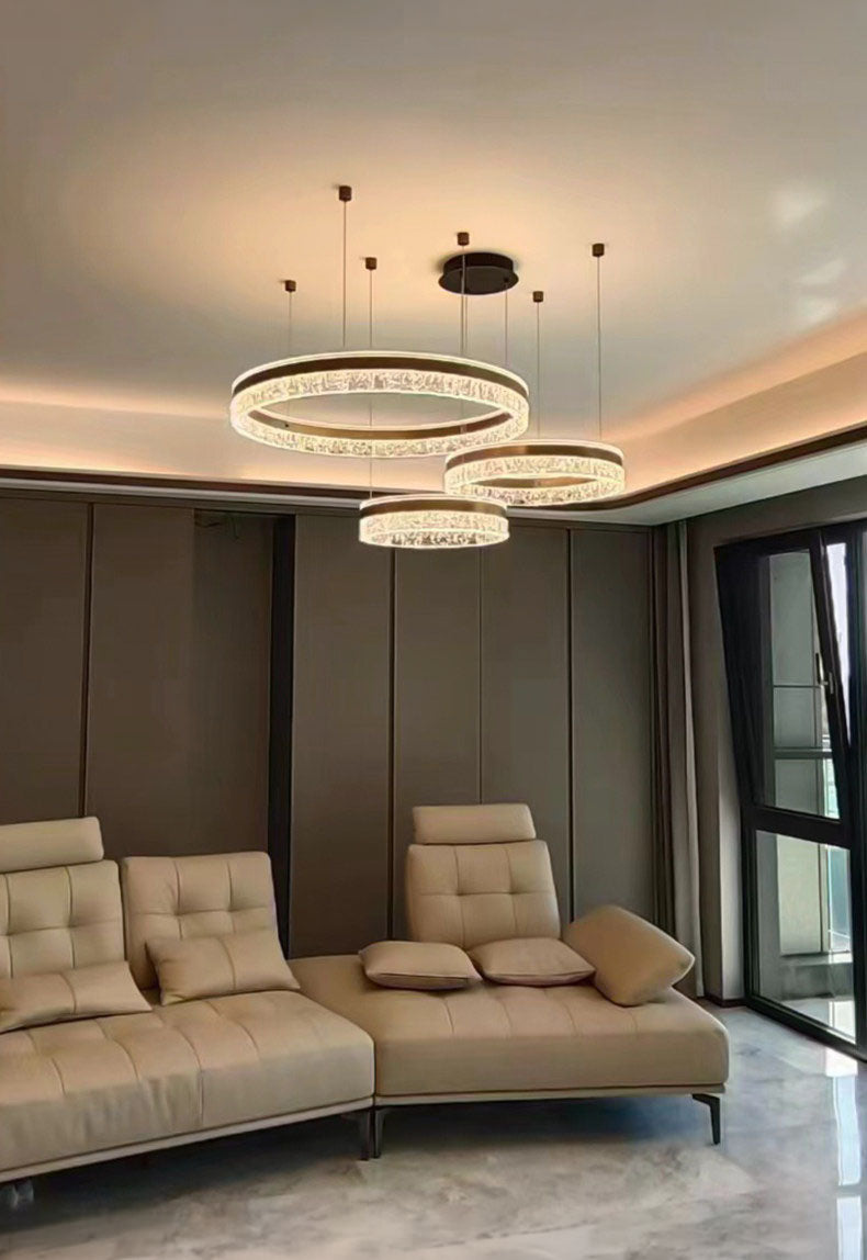 Neo Triple Ring Aluminum Ice Pattern Pendant Light D0043P