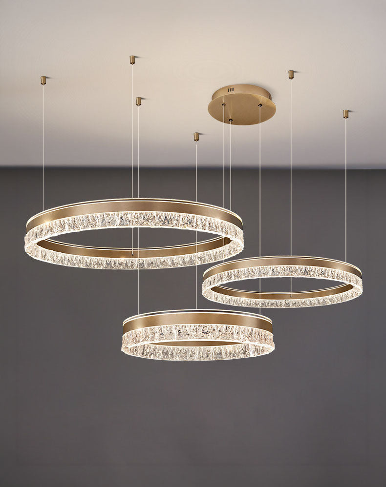 Neo Triple Ring Aluminum Ice Pattern Pendant Light D0043P